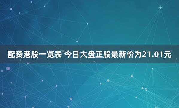 配资港股一览表 今日大盘正股最新价为21.01元
